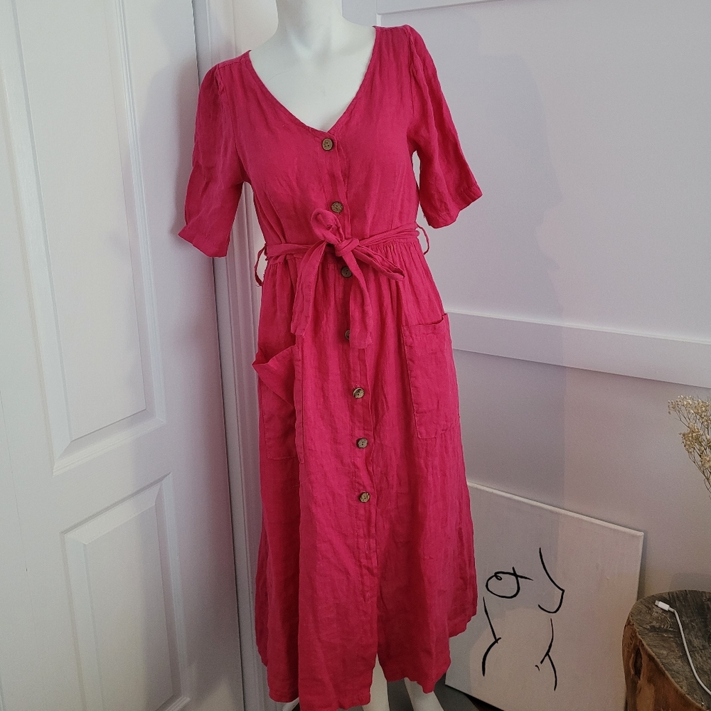 100% linen midi dress made in Ital